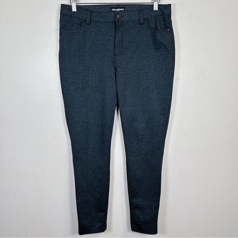 Karl Lagerfeld Skinny Houndstooth Pant Dark Grey